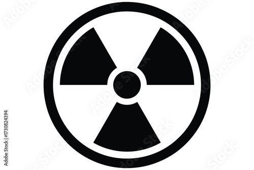 Black trefoil radiation hazard symbol. A simple monochrome vector graphic illustration representing nuclear energy and radioactive danger