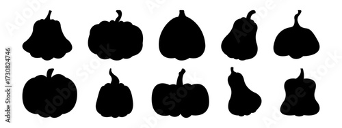 Pumpkin simple flat icons vector set.