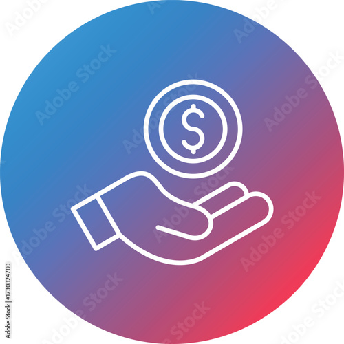 Financial Help Line Gradient Circle Background Icon