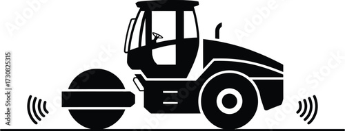 Road roller construction equipment heavy machinery vehicle asphalt compactor icon