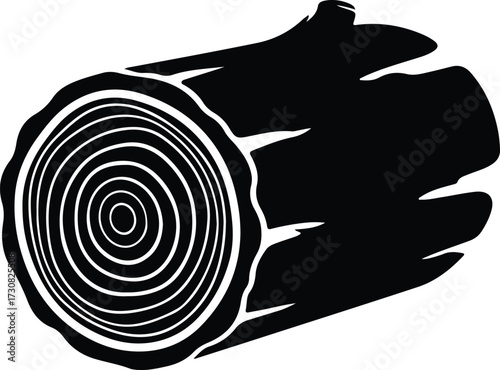 Vector Log cross section growth rings black and white silhouette Illustrator