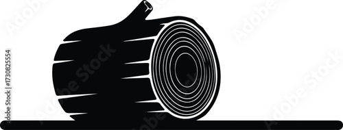 Vector Log cross section woody plant trunk silhouette Illustrator