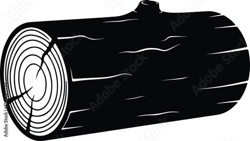 Vector Log wood trunk timber cut textured silhouette Illustrator