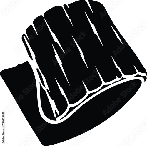 Vector Pork belly piece cut black and white silhouette Illustrator