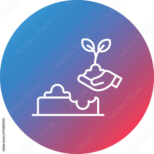 Reforestation Line Gradient Circle Background Icon