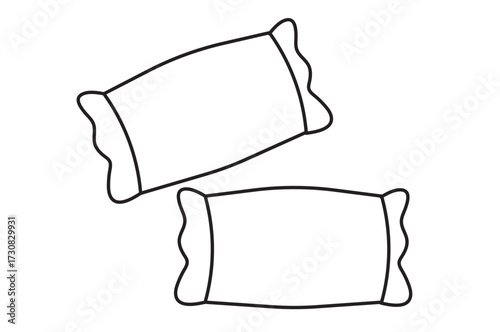 Minimalist line art icon of a pillow. EPS 10.