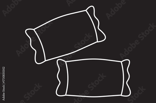 Minimalist line art icon of a pillow. EPS 10.