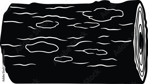 Vector Tree log wood felled trunk monochrome silhouette Illustrator