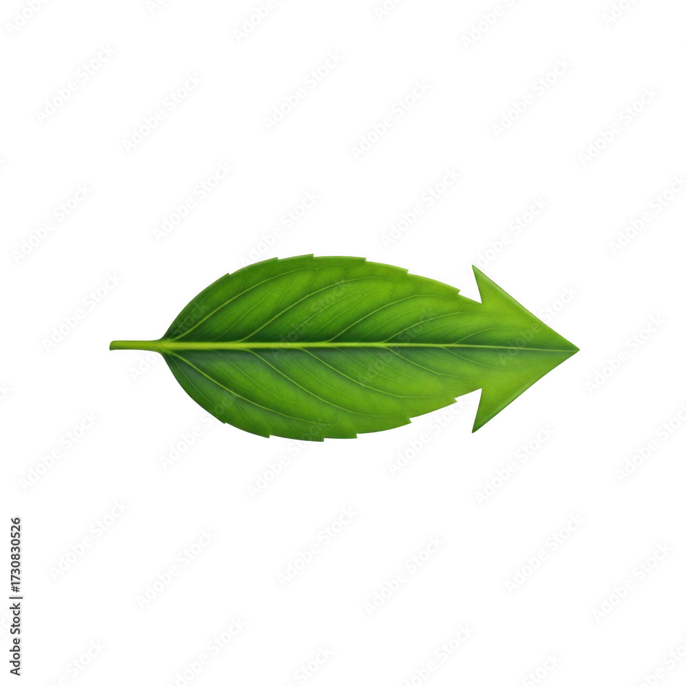 Fototapeta premium Green leaf arrow isolated on transparent background