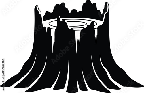 Vector Tree stump cut log silhouette Illustrator