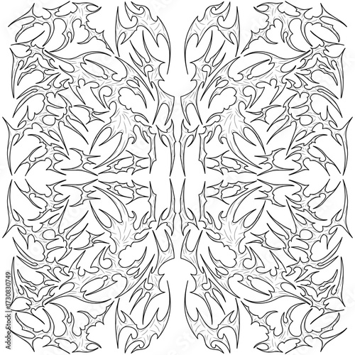 Collection of symmetrical neo tribal tattoo shapes, brutalism assets, streetwear elements, acid poster, vector illustration, cool editable symbol design