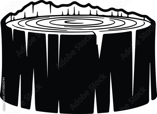 Vector Tree stump growth rings wood texture silhouette Illustrator