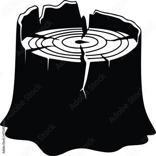 Vector Tree stump ring growth rings black silhouette Illustrator