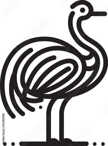 Ostrich vector icon. Outline illustration of ostrich vector icon for web design