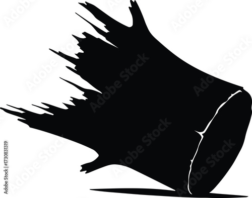 Vector Tree stump wood isolated abstract black shape silhouette Illustrator