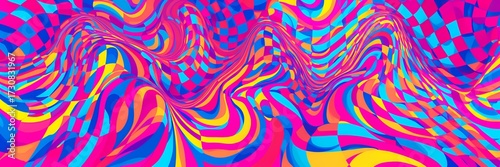 Vibrant Psychedelic Wavy Geometric Pattern Abstract Art