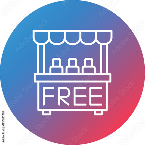 Donation Stall Line Gradient Circle Background Icon