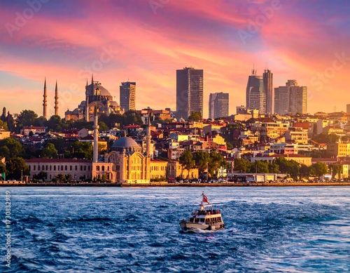 Istanbul Cityscape at Sunset.