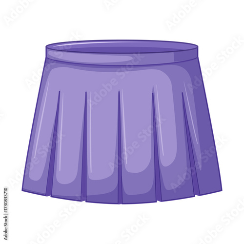 Purple pleated skirt illustration isolated on white background, fashion clothing for women and girls