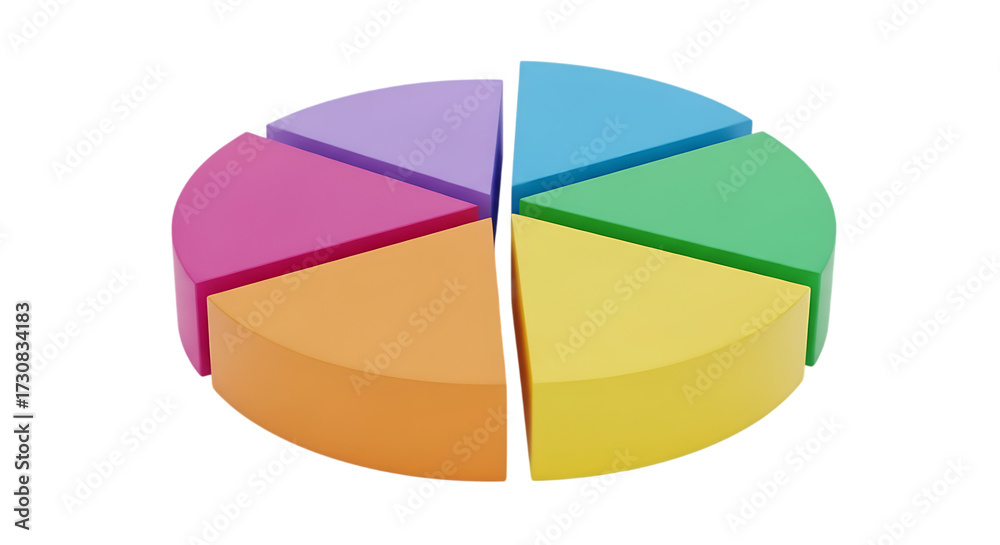 Obraz premium Colorful pie chart segments isolated on a transparent background