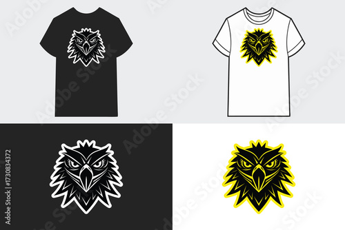 Yellow eagle head graphic t-shirt mockups tshirt
