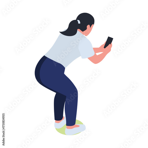 Person taking a photo with a mobile phone, digital photography and mobile technology concept illustration