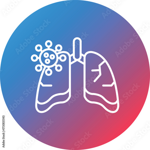 Lungs Infection Line Gradient Circle Background Icon