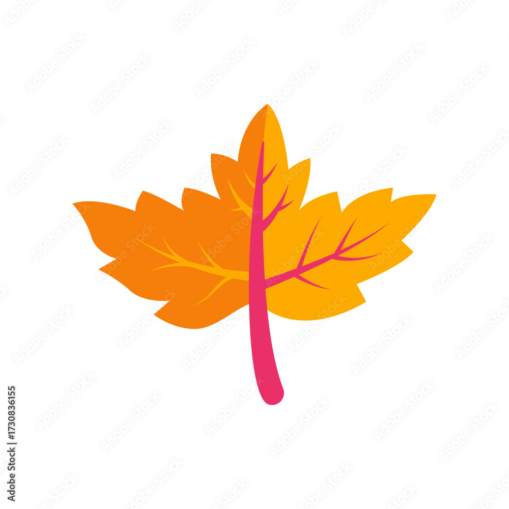 Fototapeta premium Vibrant Autumn Leaf Icon with Gradient Colors symbolizing Fall Season and Nature's Beauty
