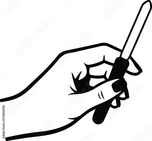 Illustrator Vector Hand holding a scalpel tool in black silhouette