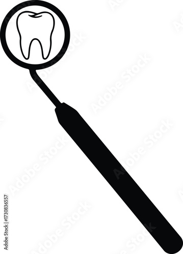Wallpaper Mural Illustrator Vector Tooth in dental mirror for examination silhouette Torontodigital.ca