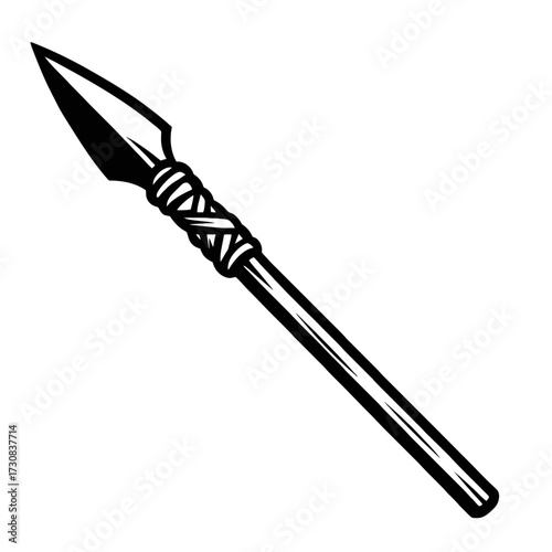 Classic Spear Vector Icon - Vintage Weapon and Hunting Tool Symbol