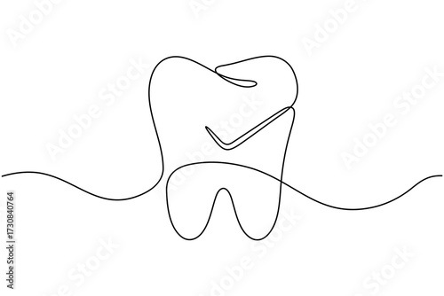 Human dental icon teeth continuous one line drawing minimalist smile healthy vector illustration 