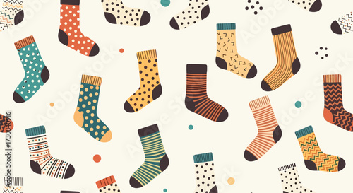 A vibrant collection of colorful patterned socks displayed against a light background.