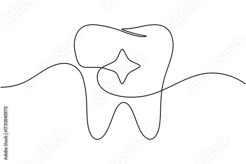 Human dental icon teeth continuous one line drawing minimalist smile healthy vector illustration 