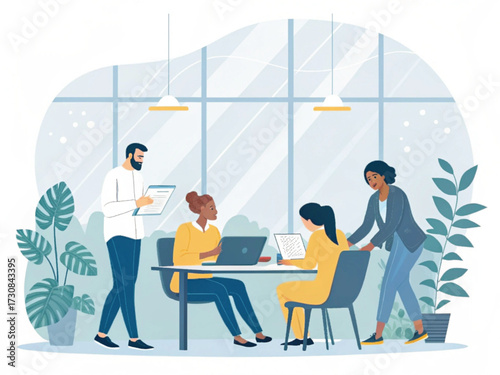businesswomen working in the table