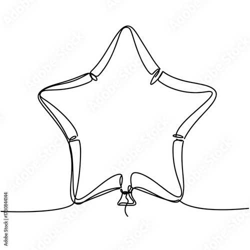 Continuous line drawing of a star shape outlined with straps on a transparent background, representing creative design concepts and the art of minimalism.  