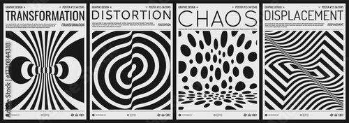 Black and white design. Abstract striped background. Optical illusion. Tunnel. Cover design template. 3d vector illustration for brochure, magazine, poster, presentation, flyer or banner.