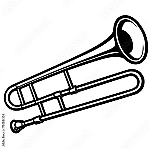 Classic Trombone Vector Illustration - Musical Instrument for Jazz and Orchestra