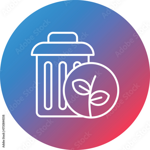 Plant Trash Line Gradient Circle Background Icon