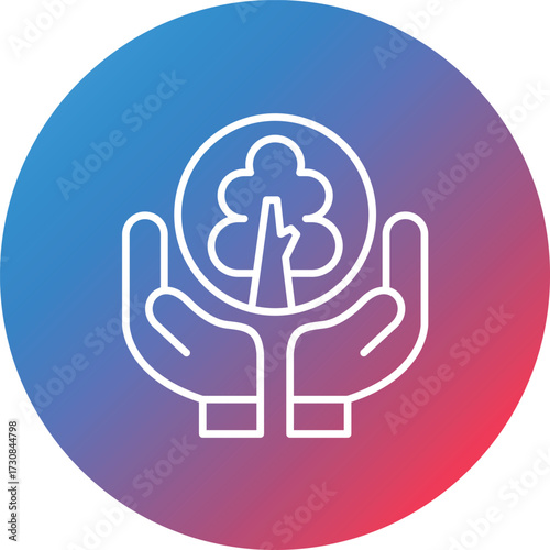 Save Plants Line Gradient Circle Background Icon