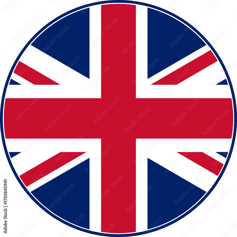Obraz premium United Kingdom Circle Flag, United Kingdom Flag Icon