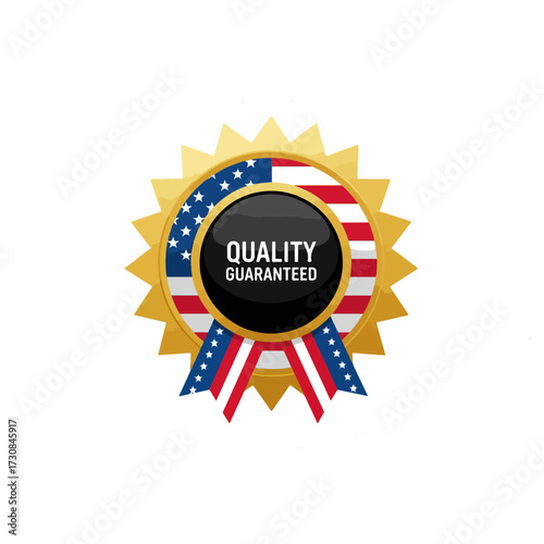 Quality Guaranteed American Flag Seal Badge.