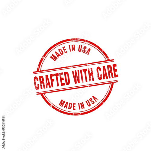 Made in USA Crafted with Care Stamp Emblem Design.