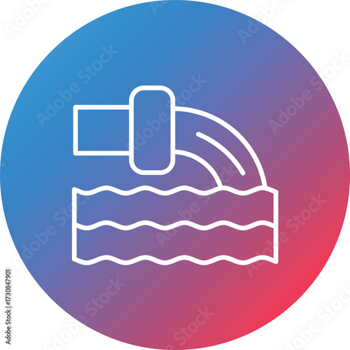 Factory Waste Line Gradient Circle Background Icon