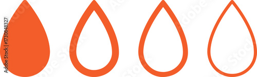 water, drop, icon, symbol, orange, outline, filled, set, collection, design, element, graphic, simple, modern, liquid, fluid, wet, hydration, rain, tear, nature, purity, clean, varying, illustration, 