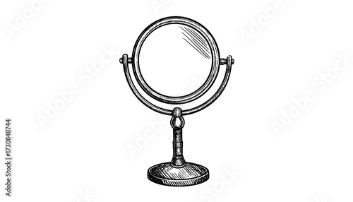 Hand-drawn vintage style vanity mirror