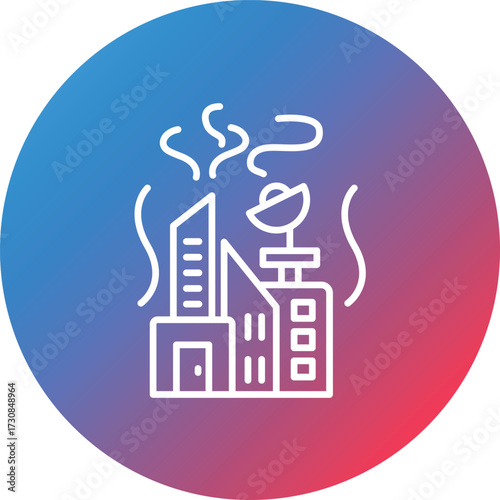 City Pollution Line Gradient Circle Background Icon