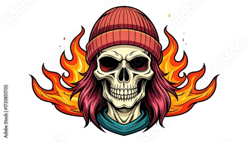 Fiery Skull in a Beanie.