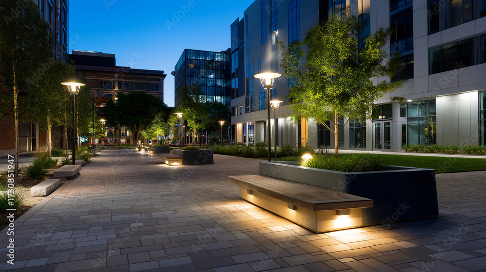 Obraz premium Comprehensive urban lighting design services incorporating energy-efficient LED systems and smart lighting controls enable cities to create safe, attractive, and sustainable illumi