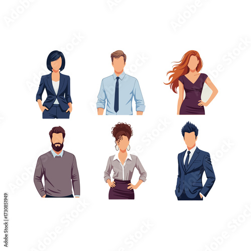 Diverse group of professional individuals in business attire.